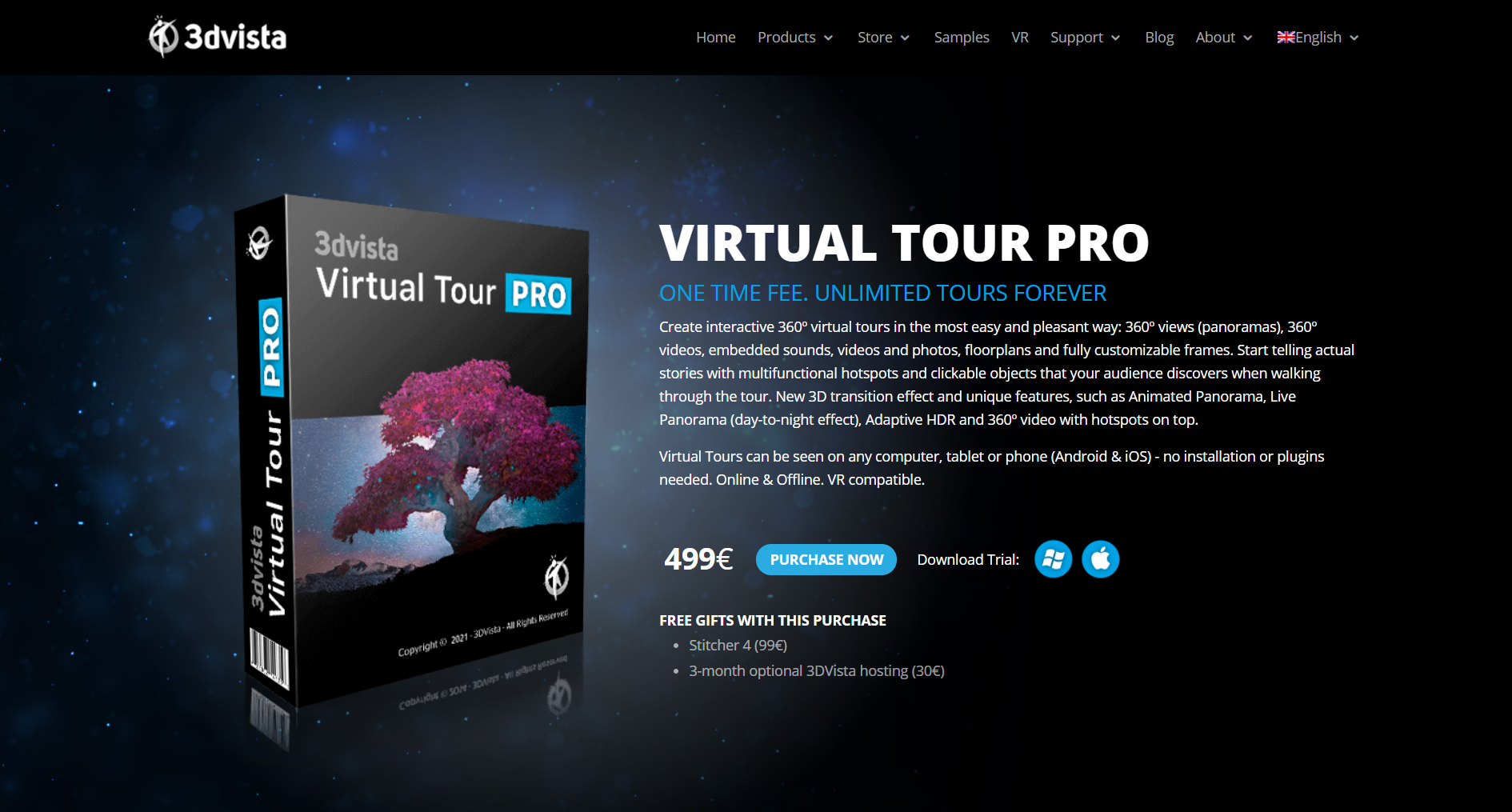 Giving for online training courses with 3d video player, hand